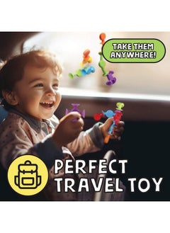 BUNMO Suction Bath Toys 24Pcs ; Connect Build Create ; No Mold Bath Toy ; Hours Of Fun & Creativity ; Stimulating & Addictive Sensory Suction Toy ; No Hole Bath Toy ; Mold Free Bath Toys  - Image 5