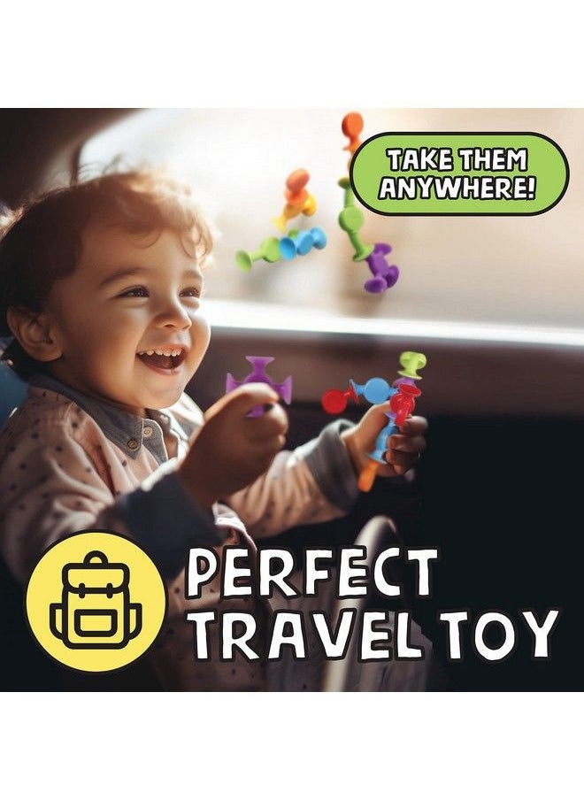 BUNMO - Suction Bath Toys 24Pcs ; Connect Build Create ; No Mold Bath Toy ; Hours Of Fun & Creativity ; Stimulating & Addictive Sensory Suction Toy ; No Hole Bath Toy ; Mold Free Bath Toys - Image 1