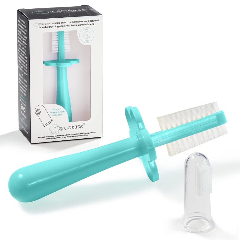 grabease Baby Finger Toothbrush for Infants Toddlers BPAFree PhthalateFree Silicone Baby Toothbrush 1 Pack Teal