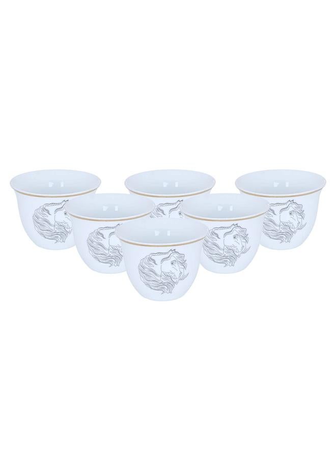 Alsaif Arabic Coffee Cups Set 12 Pieces 90 Ml Black Horse Head Pattern Beige - Image 2