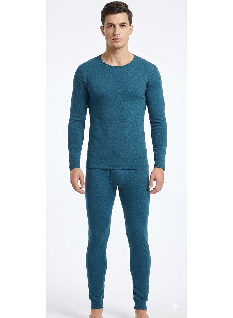 Jet Men Underwear Cotton Thermal Set  Long Sleeves & Long Johns - Navy Blue