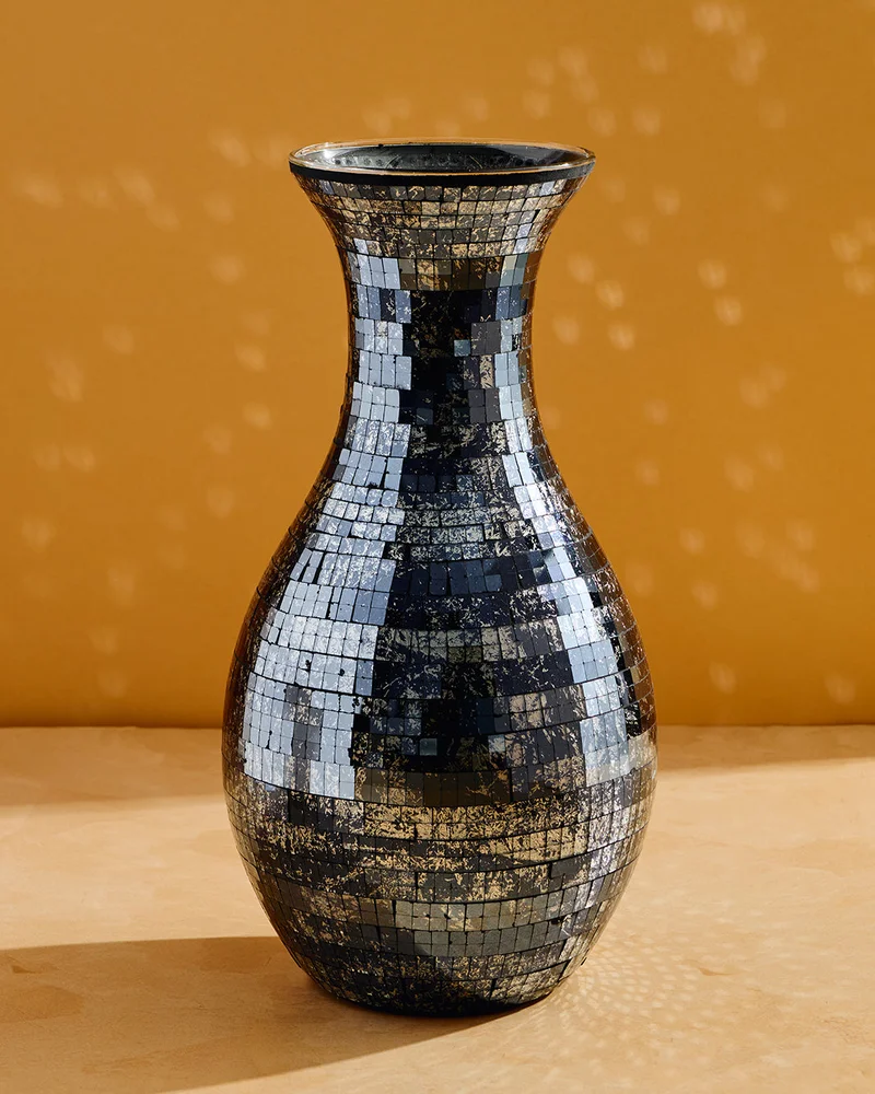 REDTAG Smoke Mosaic Glass Vase L 35H x 16D Cm