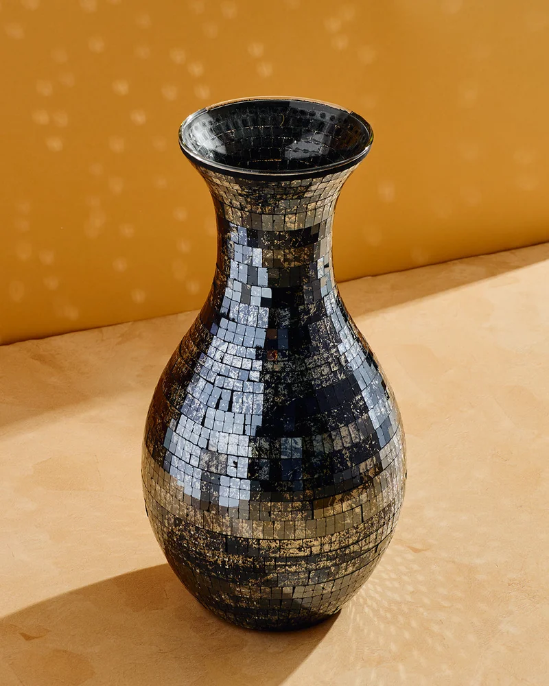 REDTAG Smoke Mosaic Glass Vase L 35H x 16D Cm