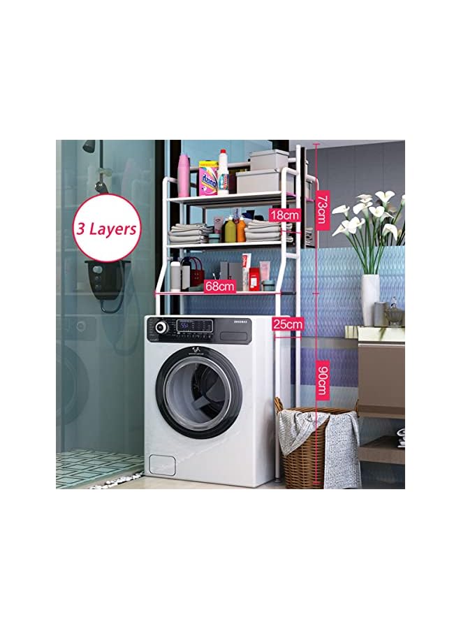 Raxoom Rack Wall Punch-free Home Toilet Washing Machine Storage Multi-Layer White/Black (1 Pcs) - Image 3