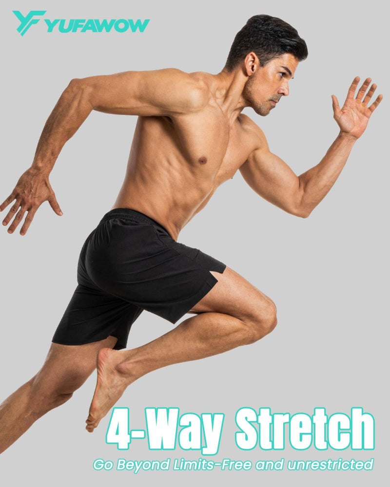 Yufawow 7 Inch 7in Men Swim Trunks Compression Liner Quick Dry Drawstring Male Swimwear Swimsuit Swimtrunks Boardshorts Bathing Suit Fair Beach Water Shorts Zipper Mesh Pocket Lined Inseam Harbor Black - Image 4