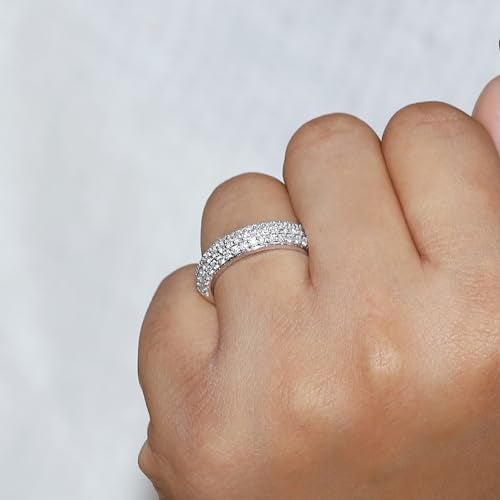 SAVEARTH DIAMONDS 1.00 Carat Round Lab Created Moissanite Diamond 3 Row Eternity Wedding Band Ring In 14K Yellow Gold Over Sterling Silver (1.00 Cttw) Size-5 - Image 4