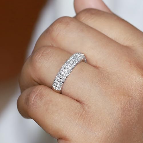 SAVEARTH DIAMONDS 1.00 Carat Round Lab Created Moissanite Diamond 3 Row Eternity Wedding Band Ring In 14K Yellow Gold Over Sterling Silver (1.00 Cttw) Size-5 - Image 5