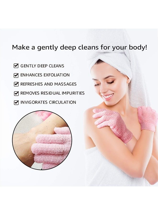 Evridwear Exfoliating Gloves for Shower, 100% Nylon Thick Soft Medium Heavy Bathing Gloves Dead Skin Remover Body Scrubber Smooth Skin with Hang Loop, 1 Pair Moderate Pink  - Image 2