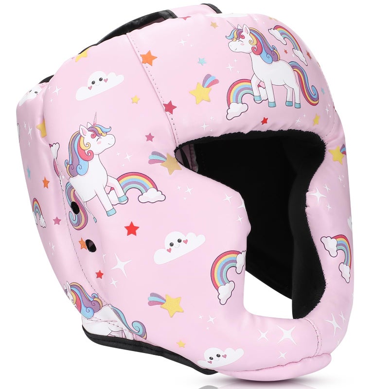 Arrowbash Kids Boxing Headgear Adjustable Leather Headgear for Youth Teens Boys Girls Age 3 to 14 Wrestling Sparring Kickboxing Muay Thai BJJ Karate TrainingCute Unicorn - Image 2