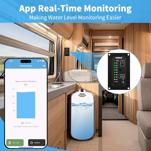 briidea Bluetooth RV Water Tank Level Sensor Monitor Indicator with App & LED Display, Precise Detection, Auto-Sense Modes, Ensures Water Supply for RVs, Boats, Caravans - Image 2