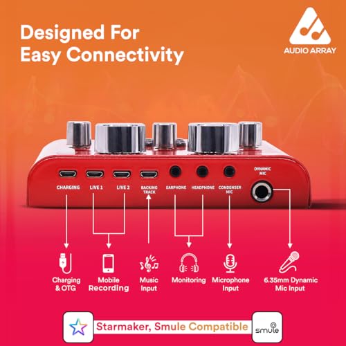 Audio Array AI-12 USB Bluetooth Soundcard | 1Ch Mixer interface | 2 mic inputs, 2 smartphone & PC/Mac outputs | Karaoke Recording, Mobile/PC Streaming, Live Broadcasting | Singing, Recording,Gaming - Image 2