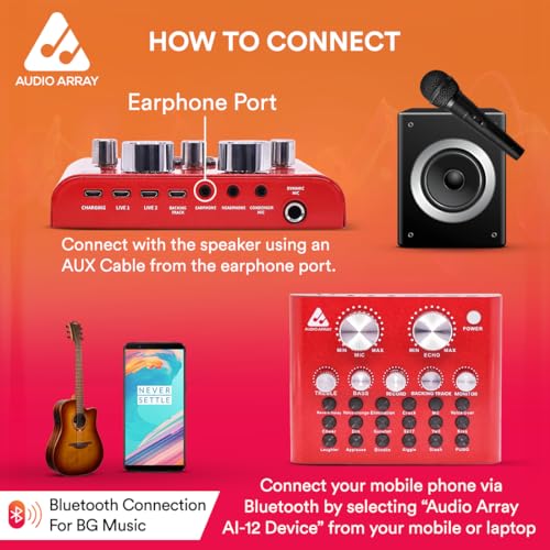 Audio Array AI-12 USB Bluetooth Soundcard | 1Ch Mixer interface | 2 mic inputs, 2 smartphone & PC/Mac outputs | Karaoke Recording, Mobile/PC Streaming, Live Broadcasting | Singing, Recording,Gaming - Image 5