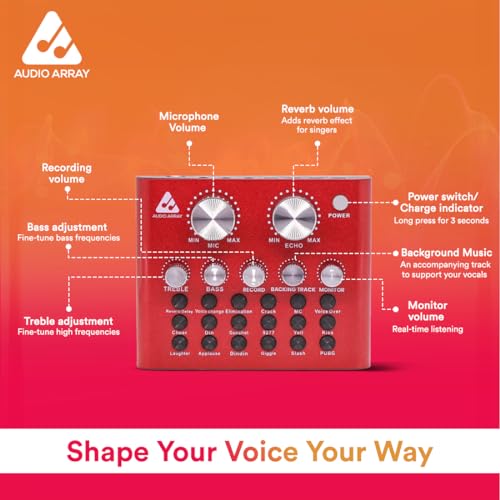 Audio Array AI-12 USB Bluetooth Soundcard | 1Ch Mixer interface | 2 mic inputs, 2 smartphone & PC/Mac outputs | Karaoke Recording, Mobile/PC Streaming, Live Broadcasting | Singing, Recording,Gaming - Image 3