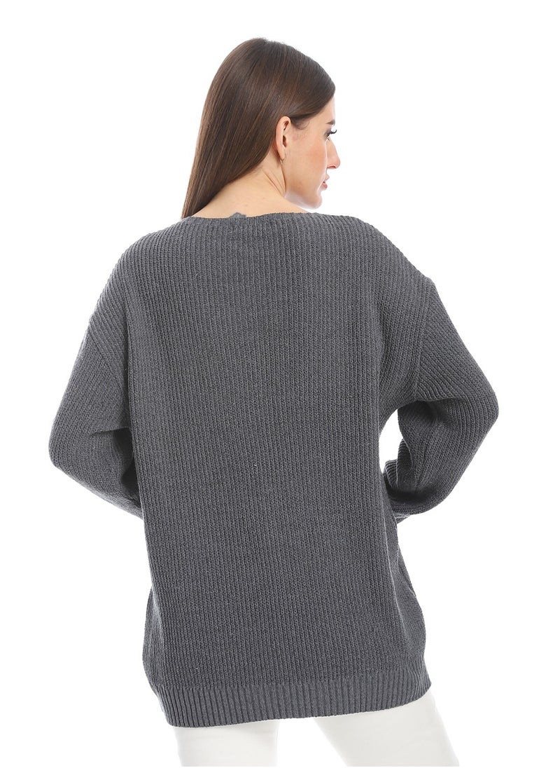 Caesar women wool plain pullover with round neck and multidesign  - Image 4