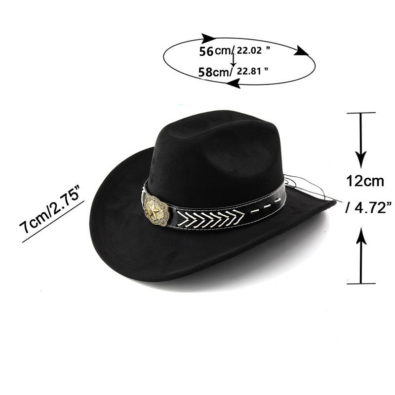 Fedora Hat Classic Riding Couple Beach Suede Western Cowboy Wide Brim Hat - Image 2