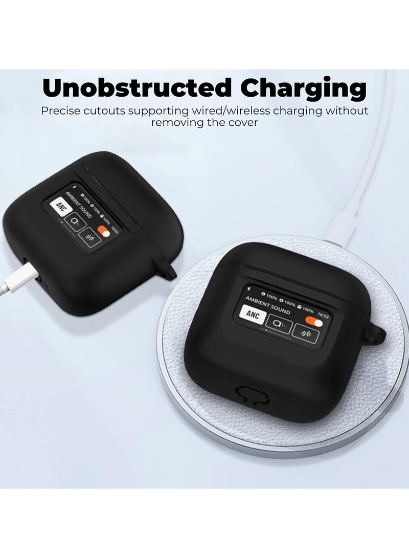 Cover For JBL Tour Pro 2, Soft Silicone Shockproof Protective Skin Case for JBL Tour Pro 2 Wireless Earbuds 2023 with Keychain, LCD Touch Screen Visible (Black) - Image 4