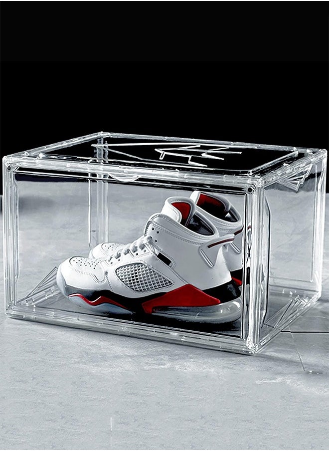 CityRiya-Long Shoe Storage Box Clear Shoe Organizer for Closet Stackable Shoe Boxes Storage Bins Foldable Shoe Rack Large Shoe Box Sneaker Holder Container Shoe Display Case with Magnetic Door (1 PCS)  - Image 1