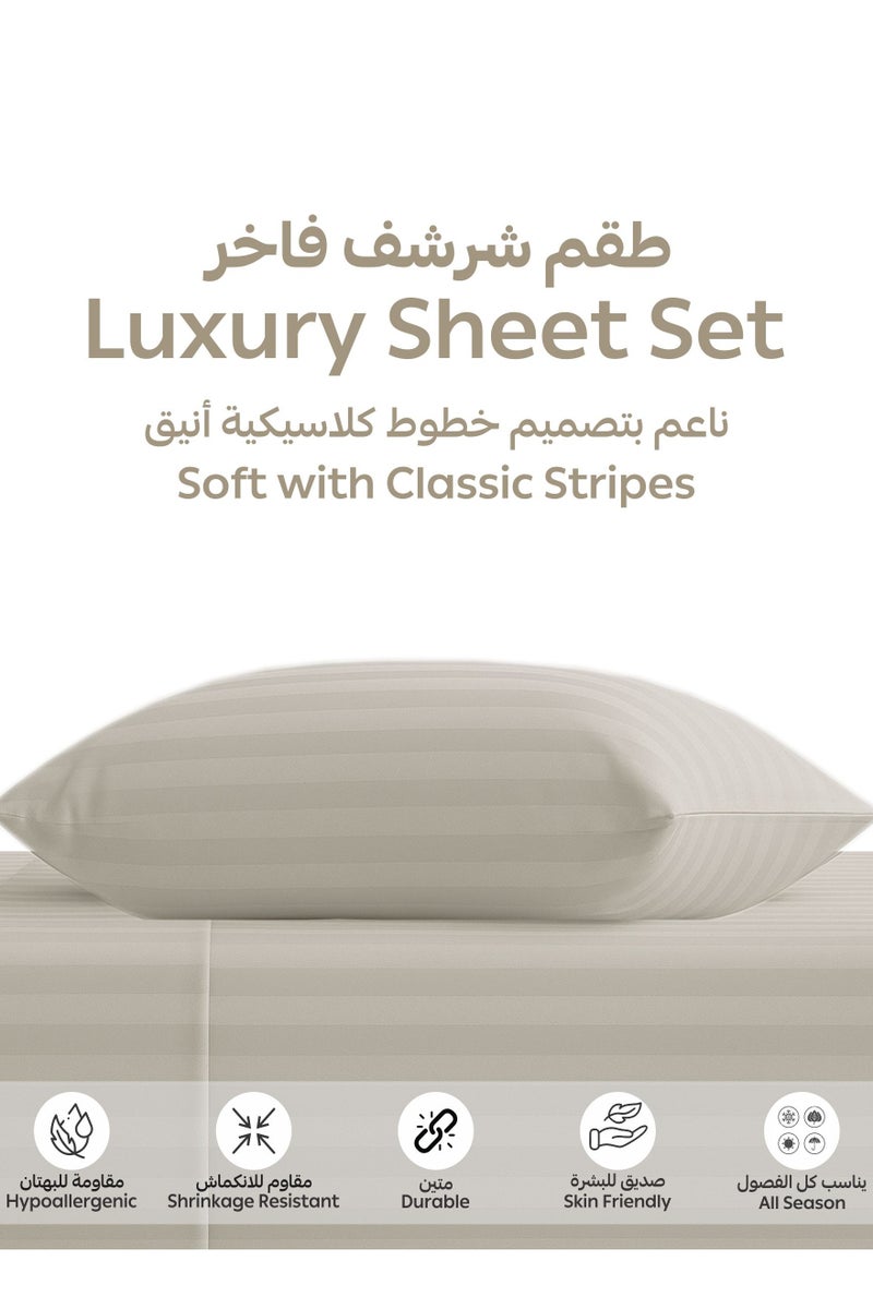 Donetella Premium 2 Piece – 120x200 cm Twin Striped  Fitted Sheet, and 30 cm Deep Pocket, Secure All-Around Elastic Fit, No Excess Fabric. - Image 5