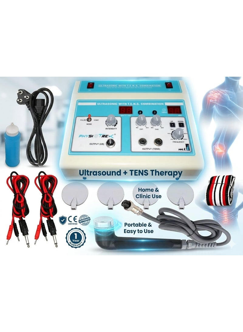 PHYSIOTREX جهاز PHYSIOTREX® الاحترافي للعلاج بالموجات فوق الصوتية وتقنية TENS - جهاز مدمج للعلاج الكهربائي وتخفيف الألم - وحدة متينة بهيكل معدني بمواصفات سريرية للاستخدام المنزلي والعيادات - معدات محمولة للتعافي مع ضمان لمدة عام واحد. - Image 4