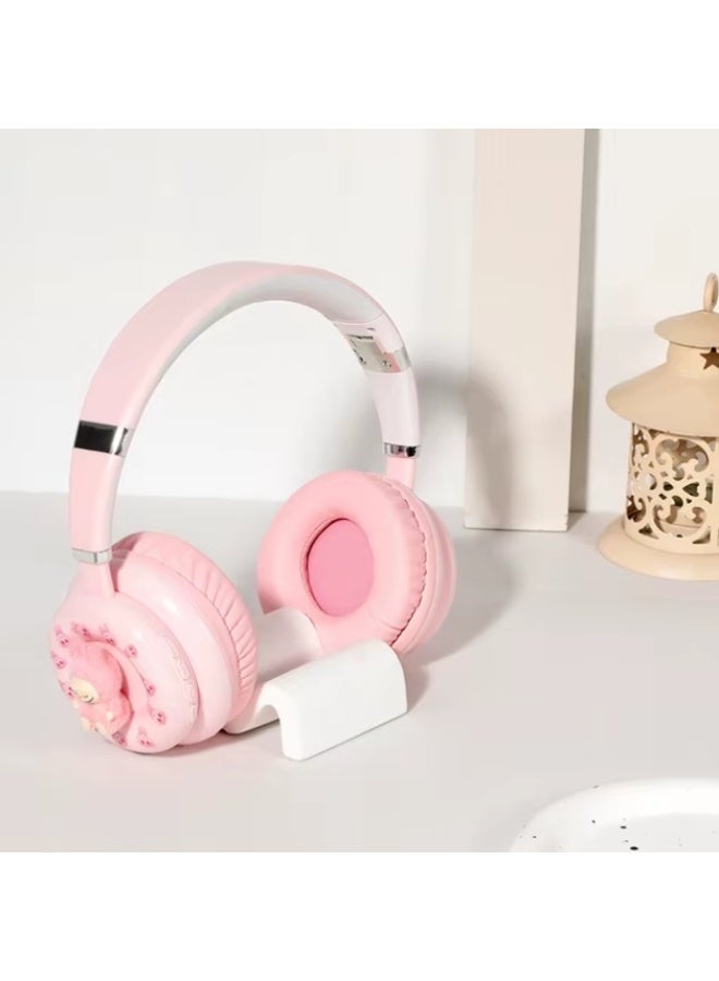 سماعات رأس وردية محمولة قابلة للطي KE-52 – بلوتوث 5.3، تصميم مريح يغطي الأذن بالكامل، ميكروفون مدمج للهواتف المحمولة ومشغلات الوسائط - Image 1