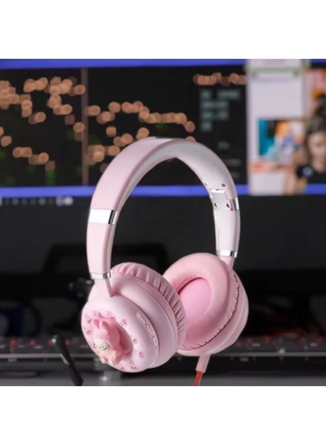 سماعات رأس وردية محمولة قابلة للطي KE-52 – بلوتوث 5.3، تصميم مريح يغطي الأذن بالكامل، ميكروفون مدمج للهواتف المحمولة ومشغلات الوسائط - Image 3