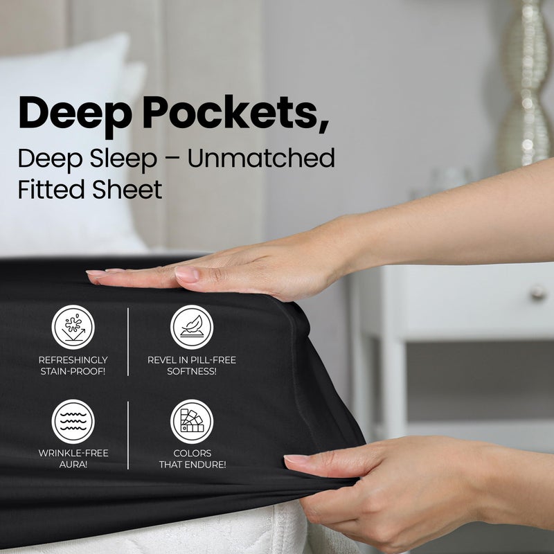 Utopia Bedding Twin Fitted Sheet - Bottom Sheet - Deep Pocket - Soft Microfiber - Shrinkage and Fade Resistant - Easy Care -1 Fitted Sheet Only (Black) - Image 4