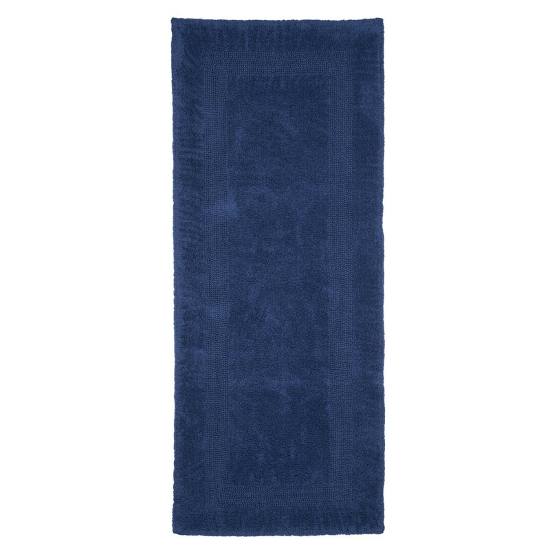 Lavish Home Reversible Long Bath Mat - 60x24-Inch Plush Cotton Bathroom Runner - Machine Washable Bath Mats for Bathroom, Kitchen, or Laundry Room (Navy) - Image 3