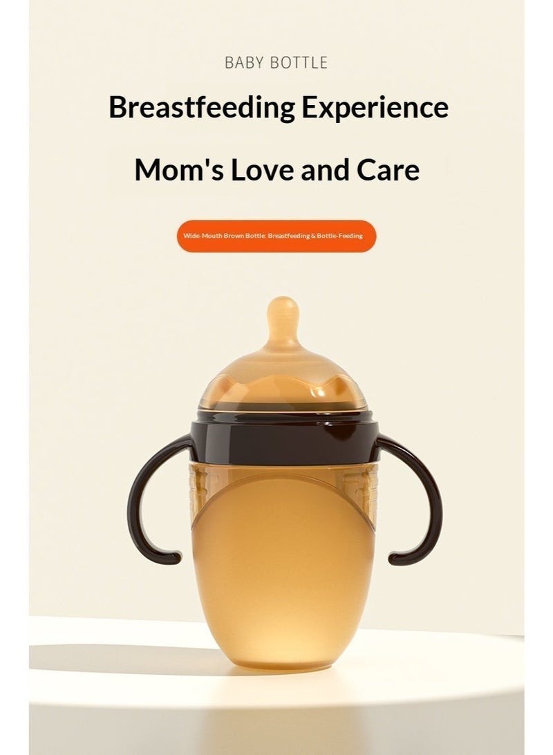 Silicone Baby Feeding Bottle 240ml with Y-Cut Nipple, Breast-Mimicking Design for Newborns & Mixed Feeding, Anti-Colic Wide Neck Bottle with Handles - Image 3
