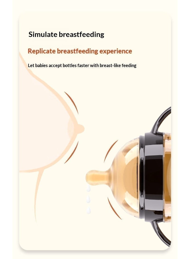 Silicone Baby Feeding Bottle 240ml with Y-Cut Nipple, Breast-Mimicking Design for Newborns & Mixed Feeding, Anti-Colic Wide Neck Bottle with Handles - Image 5