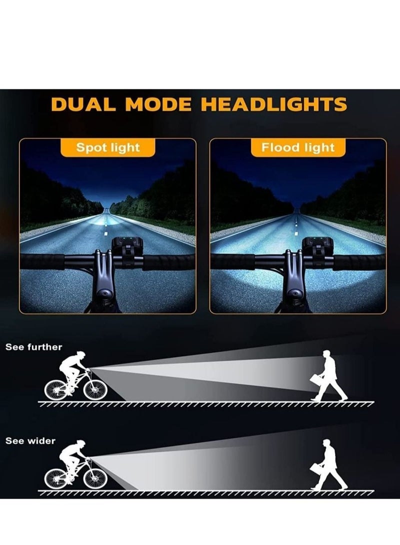 Y&D DMG Bike Headlight, Rechargeable Bicycle Lights Set Bright 8+12 Modes, IP65 Waterproof for Night Riding, Cycling Safety, Front Light and LED Back Taillight - Image 3