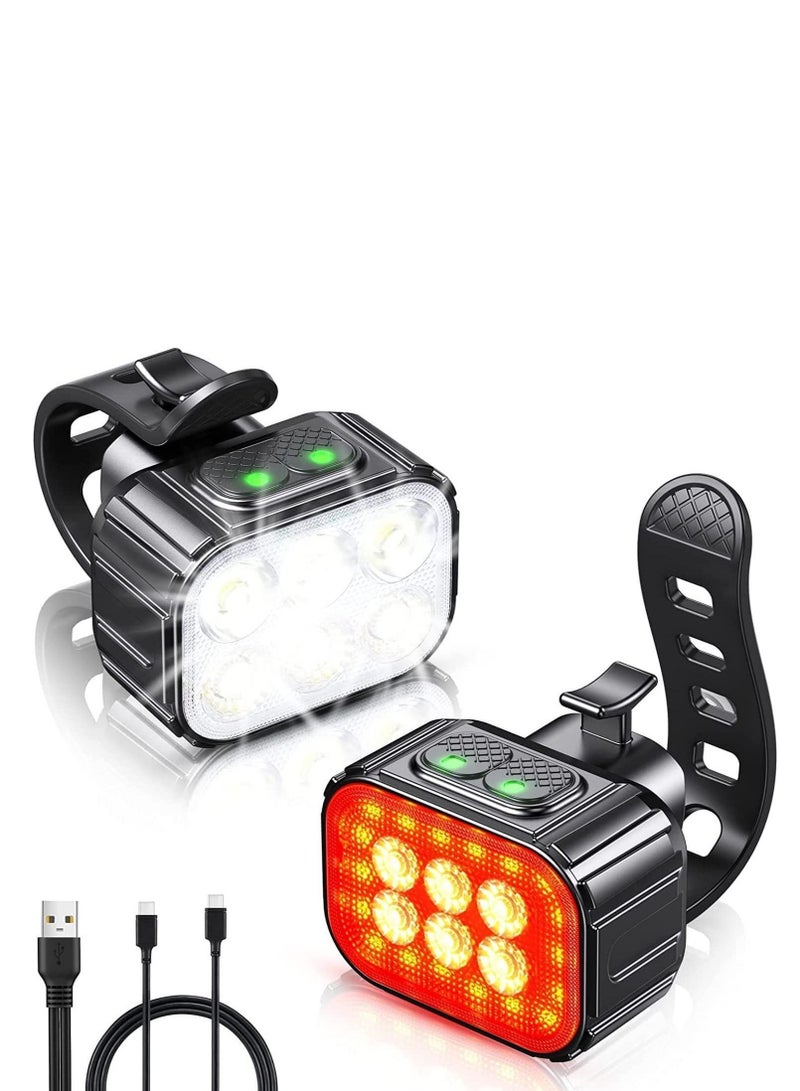 Y&D DMG Bike Headlight, Rechargeable Bicycle Lights Set Bright 8+12 Modes, IP65 Waterproof for Night Riding, Cycling Safety, Front Light and LED Back Taillight - Image 1