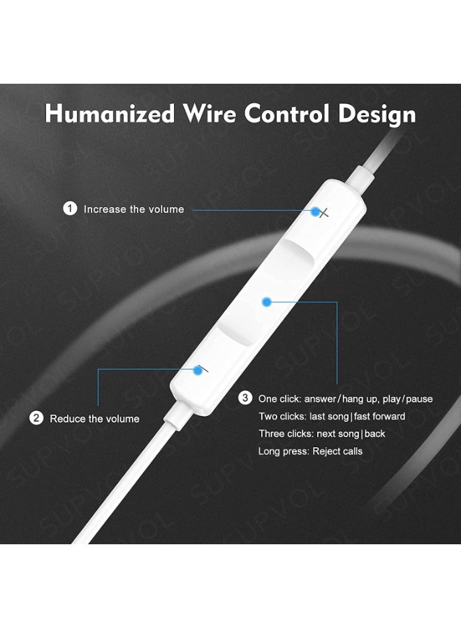 POP UP In-ear headphones - Lightning connector, wired, built-in microphone and volume control, noise-isolating, for iPhone 14 13 12 11 SE X XR XS 8 7, white - Image 5