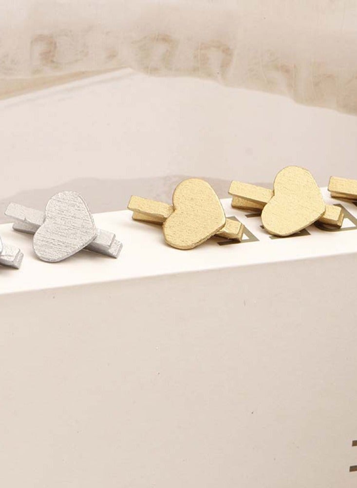20 PCS Heart Shape Clothespins Wooden Photo Paper Peg Pin Craft Clips for Wall Decor DIY Paper Photo Display Hanging Home Party Wedding Decoration Mini Wooden Photo Pin Clip - Image 3