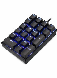 Rock Pow Number Pad Mechanical USB Wired Numeric Keypad with Blue LED Backlit 21 Key Numpad for Laptop Desktop Computer PC Black (Red Switches)  - Image 1
