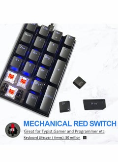 Rock Pow Number Pad Mechanical USB Wired Numeric Keypad with Blue LED Backlit 21 Key Numpad for Laptop Desktop Computer PC Black (Red Switches)  - Image 2