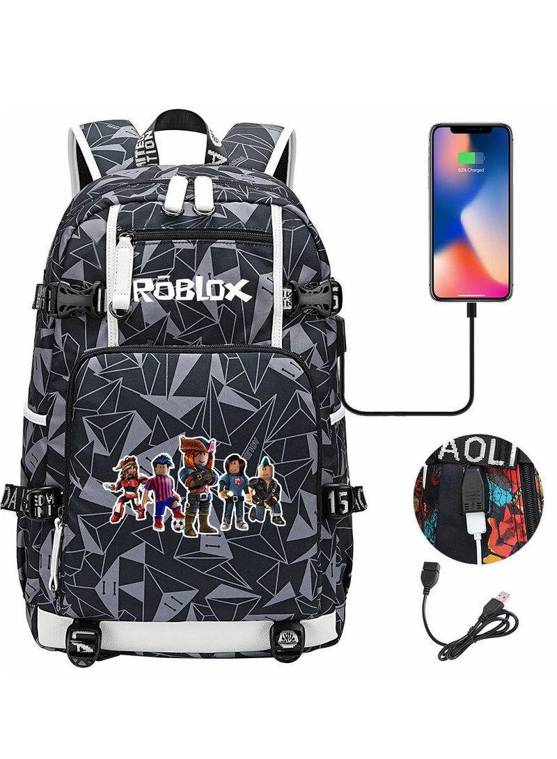 روبلوكس مجموعة حقيبة ظهر بقفل كلمة مرور USB هزلية مكونة من ثلاث قطع