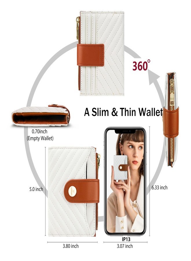 Sunpour Small Wallet for Women Leather Bifold RFID Blocking Card Holder Wallet Compact Card Wallet Woman with Zipper Coin Pocket - Image 2