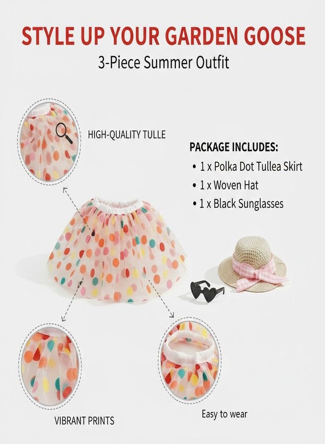 i-Beeboo Desk Goose Outfits 7 Inch Clothes Summer Dresswith Pink Bow and Hat, Magnetic Desktop Goose Key Holder Birthday Party Dress for Mini Porch Goose Decorative - Image 3