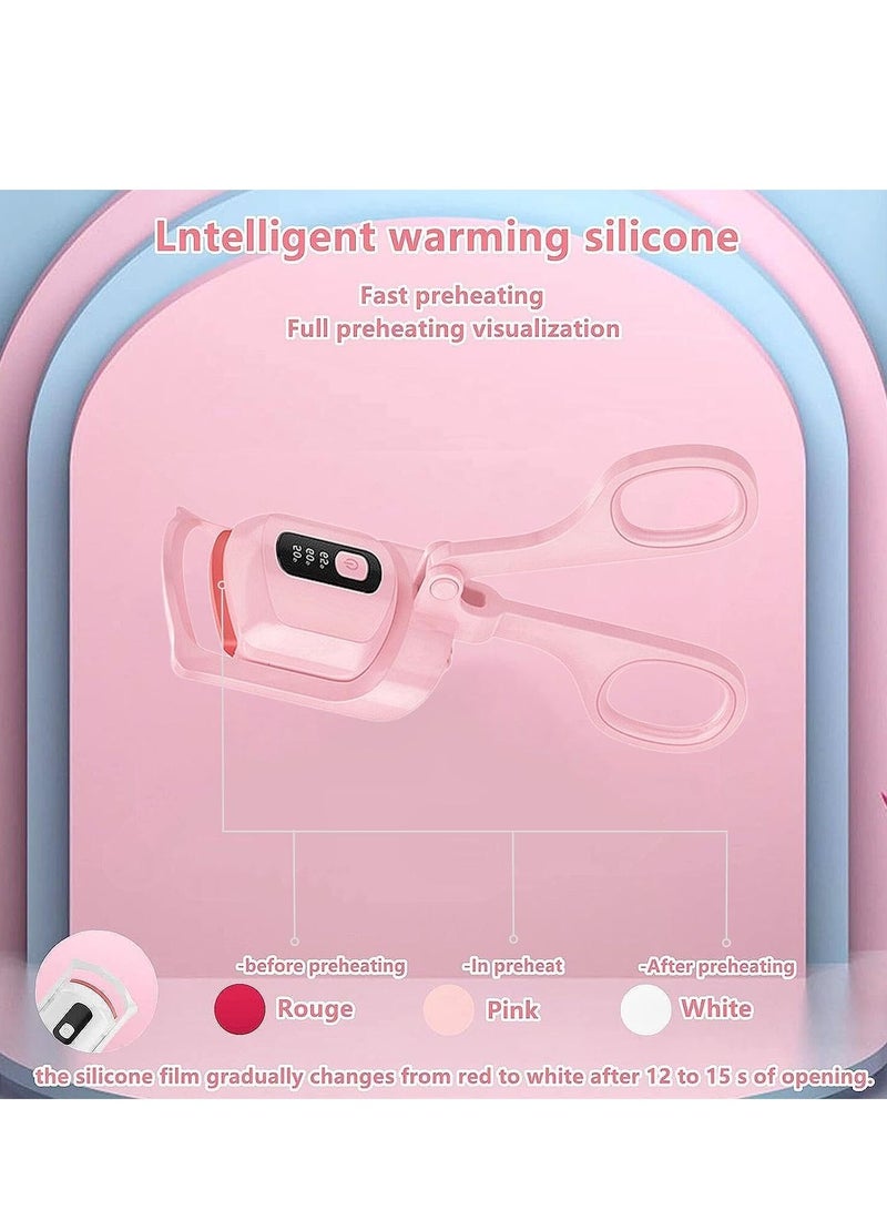 Heated Eyelash Curlers with 3 Heat Modes LCD Display Ultimate Styling! Rapid Heat-up | USB Rechargeable Temperature Control Long-Lasting Curls Safe Design Pink