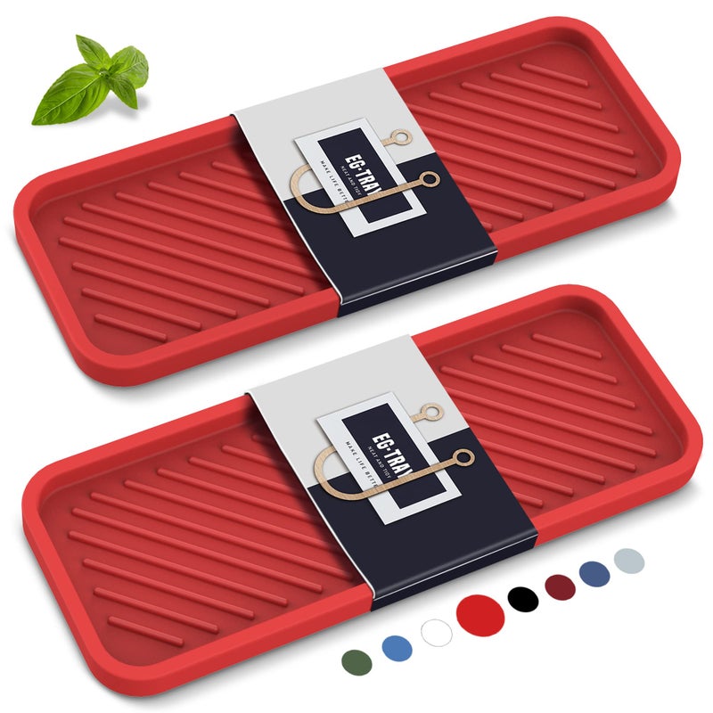EG-SIPRO Kitchen Sink Organizer Tray,Sponge Holder for Kitchen Sink Bathroom Counter Tray Sponge Caddy Silicone Soap Holder for Soap dispenser, Bottle, Dishwashing Accessories(2-pack) - Image 1