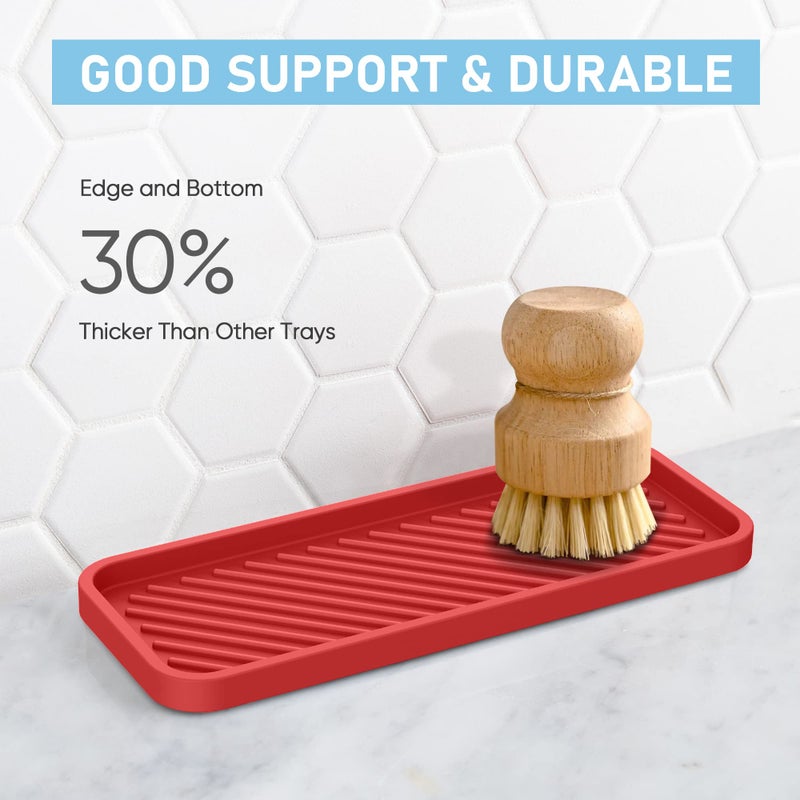 EG-SIPRO Kitchen Sink Organizer Tray,Sponge Holder for Kitchen Sink Bathroom Counter Tray Sponge Caddy Silicone Soap Holder for Soap dispenser, Bottle, Dishwashing Accessories(2-pack) - Image 4