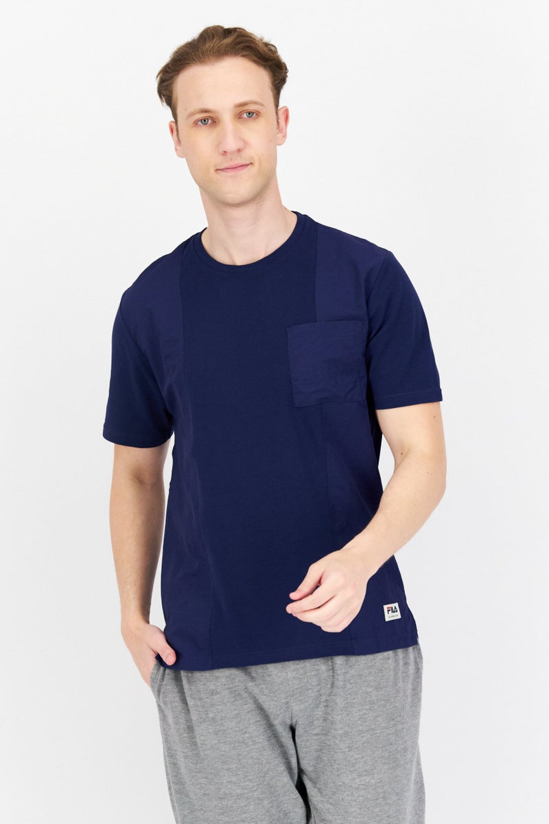 FILA Men Sportswear Fit Short Sleeve Outdoor T-Shirt, Navy Blue - Image 1