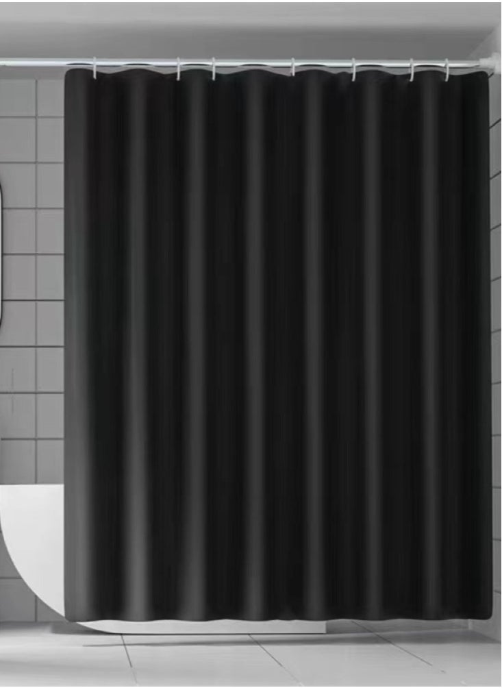 Kutis 1-Piece Bathroom Shower Curtain Waterproof Shower Curtain PEVA Black 180x180 Centimeter  - Image 2