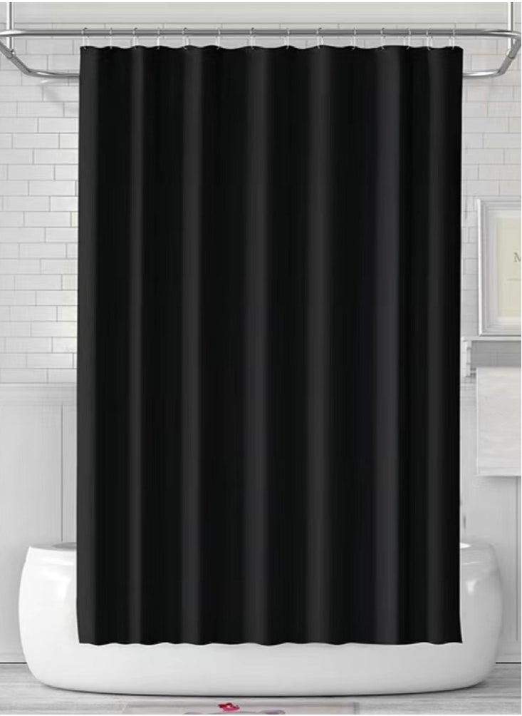 Kutis 1-Piece Bathroom Shower Curtain Waterproof Shower Curtain PEVA Black 180x180 Centimeter  - Image 1