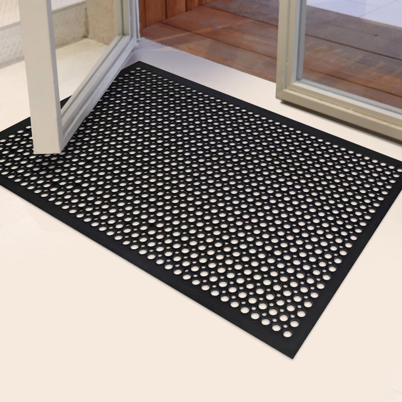 YOSHIKO Rubber Floor Door mat Anti-Fatigue Commercial Restaurant Floor Mats 36" x 60" New Heavy Duty Non Slip Rubber Kitchen Drainage Mat Black Bar Floor Mat - Image 3