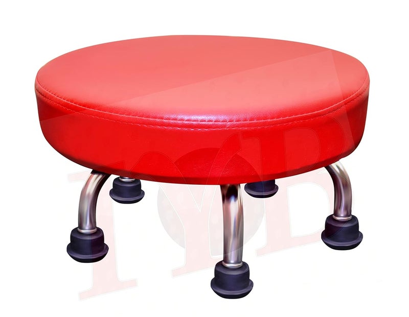 IYB PU Foam Low Seat Round Small Stool with Universal Stopper for HomeOfficeGarageShopFitnessSport RED