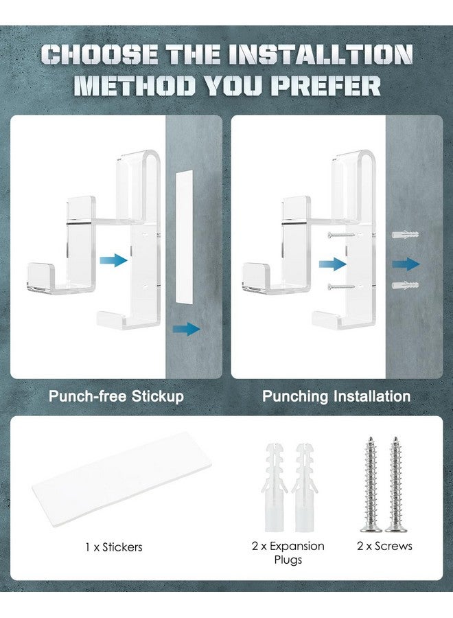 MoKo Controller Holder, Dual Gamepad Headphone Hanger & Controller Fits Steam, Ps3, Ps4, Ps5, Pc, Switch丨wall Mount Stand For All Kinds Of Headsets, Clear - Image 5