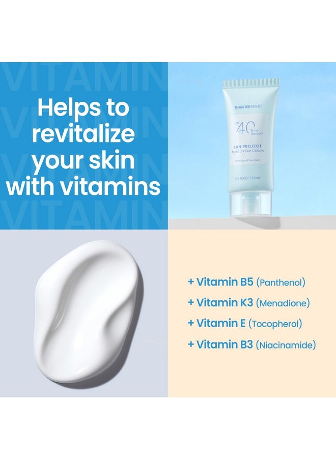 THANKYOU FARMER THANKYOU FARMER Sun Project Moisture Sun Cream SPF 40 - Korean Facial Sunscreen with Panthenol - Fragrange Free, Broad Spectrum, Dermatologist Tested, Moisturizing, No White Cast 1.69 fl oz  - Image 5