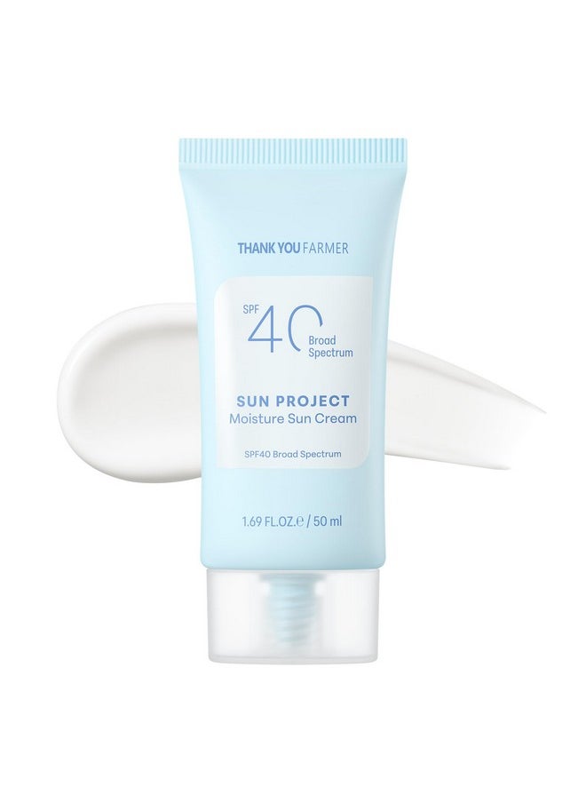 THANKYOU FARMER THANKYOU FARMER Sun Project Moisture Sun Cream SPF 40 - Korean Facial Sunscreen with Panthenol - Fragrange Free, Broad Spectrum, Dermatologist Tested, Moisturizing, No White Cast 1.69 fl oz  - Image 1