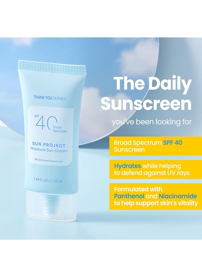 THANKYOU FARMER THANKYOU FARMER Sun Project Moisture Sun Cream SPF 40 - Korean Facial Sunscreen with Panthenol - Fragrange Free, Broad Spectrum, Dermatologist Tested, Moisturizing, No White Cast 1.69 fl oz  - Image 3